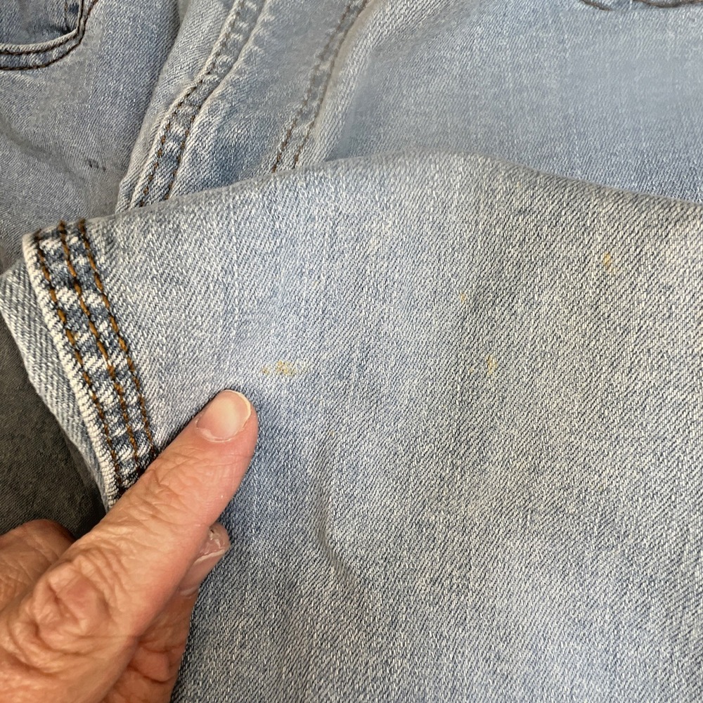 Origin USA Fighter Fit D68 Jeans Men 32x32 USA Made Light Wash Distressed Denim - Picture 16 of 16
